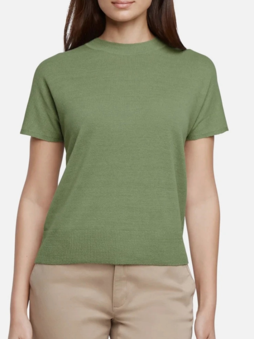 Banana Republic Sage Green Short Sleeve Crew Neck Knit Sweater Top